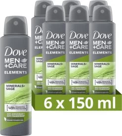 Dove Men+Care Elements Minerals & Sage Anti-Transpirant Deodorant Spray - 6 X 150 Ml - Voordeelverpakking