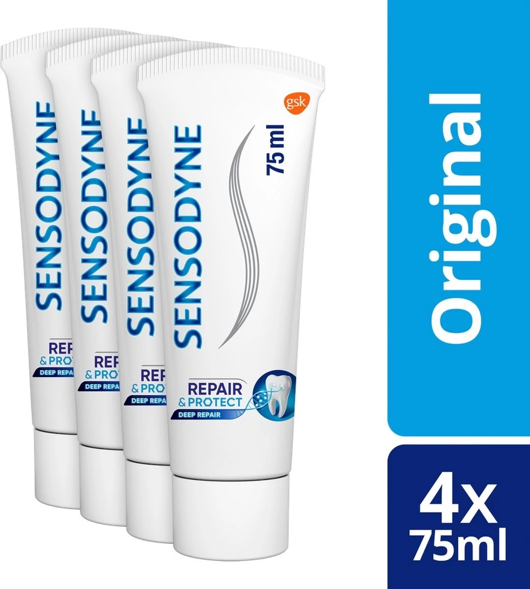 Sensodyne Repair & Protect Deep Repair Tandpasta Voor Gevoelige Tanden 4x75 Ml - Afbeelding 2