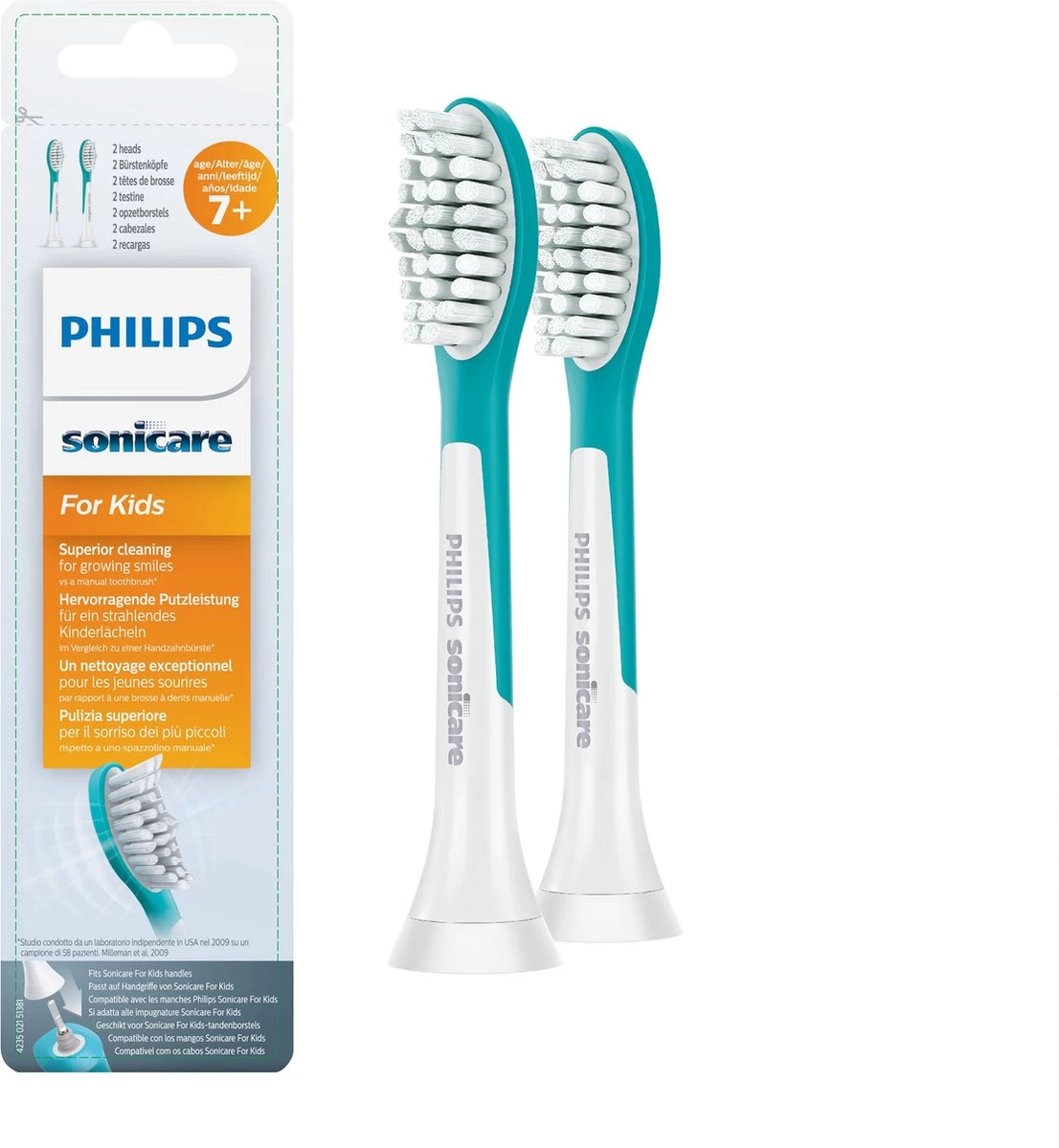 Philips Sonicare For Kids Standard A2 HX6042/33 - Opzetborstel - 2 Stuks