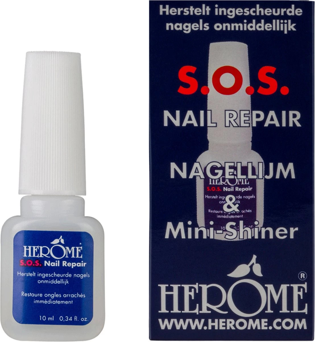 Herome Herome SOS Nail Repair -Repareer Eenvoudig Gescheurde Ingescheurde Nagels - Nagellijm Met Vijl - 10ml.