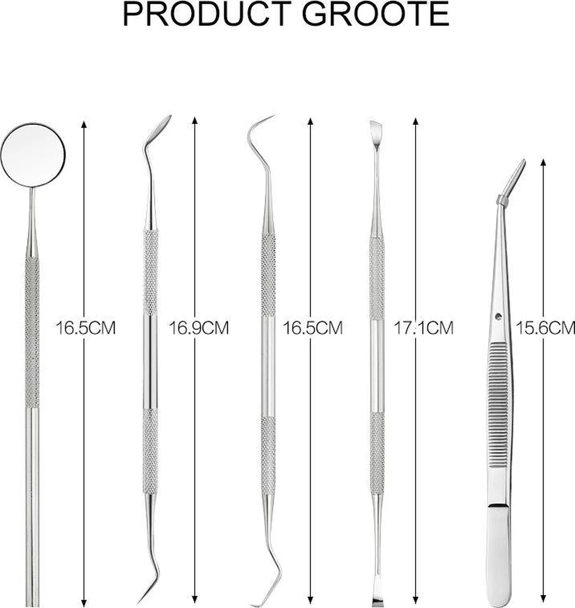 Newide Professionele Tandarts Set Met Luxe Etui – Tandsteen Verwijderaar – RVS Tandarts Setje – Tandenstokers – Tandartshaakje – Tand Verzorging Gereedschap Set – Tandplak Verwijderaar - Afbeelding 7