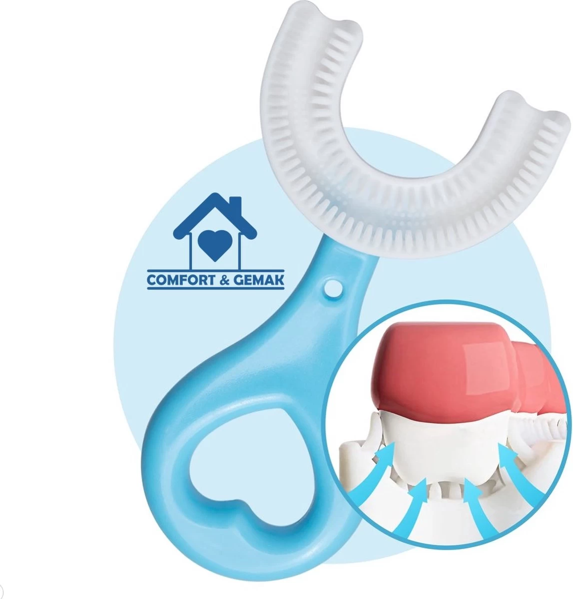 Tandenborstel Voor Baby En Kind - Eenvoudig, Hygiënisch En De Oplossing Voor Tandenpoetsen Bij Kinderen - BPA Vrij – BLAUW - Afbeelding 2