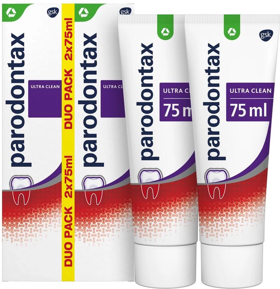 Parodontax Ultra Clean Dagelijkse Tandpasta Tegen Bloedend Tandvlees 2x75 Ml - Afbeelding 2