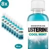 Listerine Cool Mint Mondwater, Mondspoeling Met Intens Frisse Muntsmaak, Bestrijdt Schadelijke Bacteriën Voor Gezond Tandvlees, 8 X 95 Ml