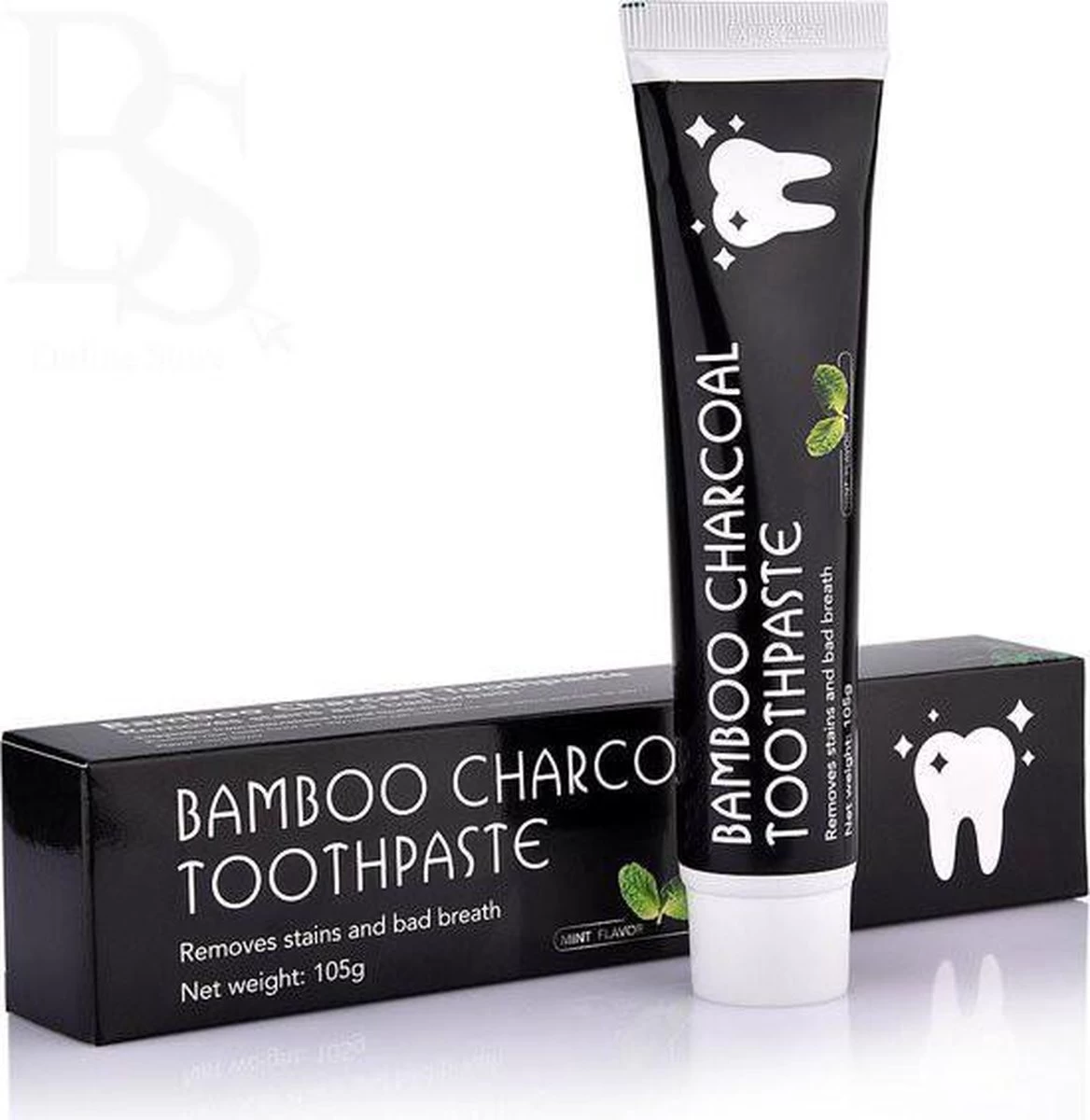 3x Houtskool Tandpasta 105g - BAMBOO Charcoal Toothpaste - Tandpasta - Voor Wittere Tanden - Tanden Bleken - Afbeelding 2