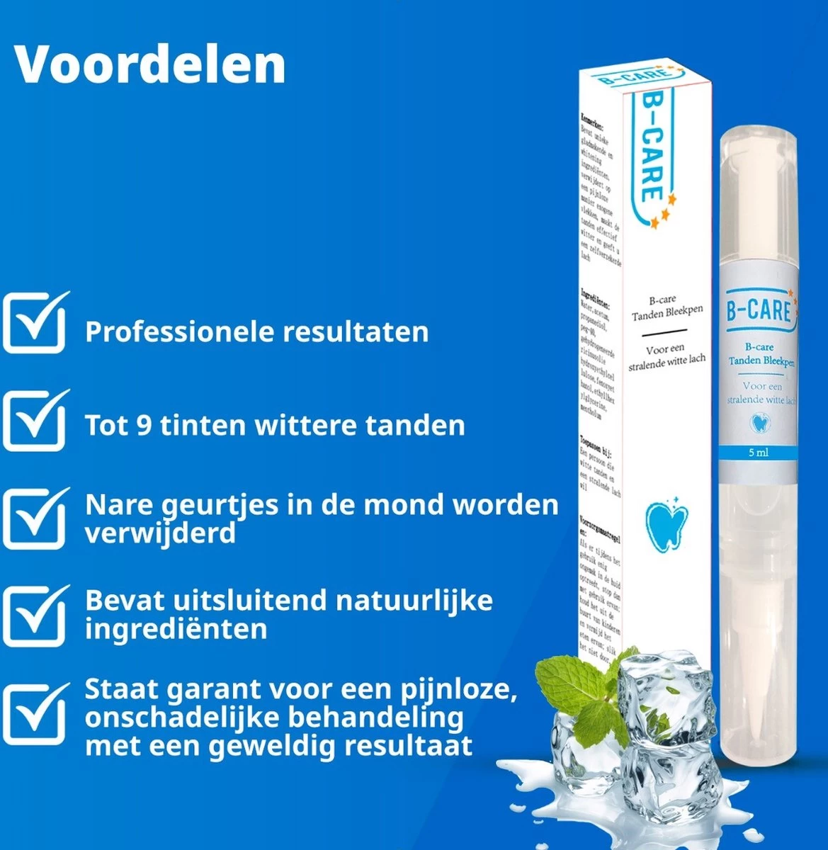 B-care Tanden Bleekpen - Teeth Whitening Pen - Tanden Bleker - Wittere Tanden - Teeth Whitening Strips - Professioneel Resultaat - Tandsteen Verwijderaar - Zonder Peroxide - Tandenbleekset - Tanden Bleken - Afbeelding 6