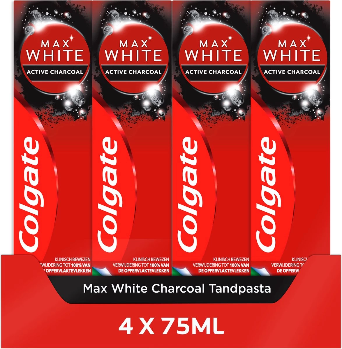 Colgate® Colgate Max White Charcoal Whitening Tandpasta - 4 X 75 Ml - Voordeelverpakking