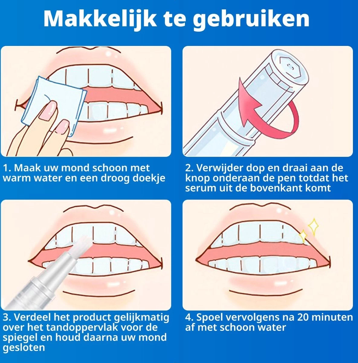 B-care Tanden Bleekpen - Teeth Whitening Pen - Tanden Bleker - Wittere Tanden - Teeth Whitening Strips - Professioneel Resultaat - Tandsteen Verwijderaar - Zonder Peroxide - Tandenbleekset - Tanden Bleken - Afbeelding 4