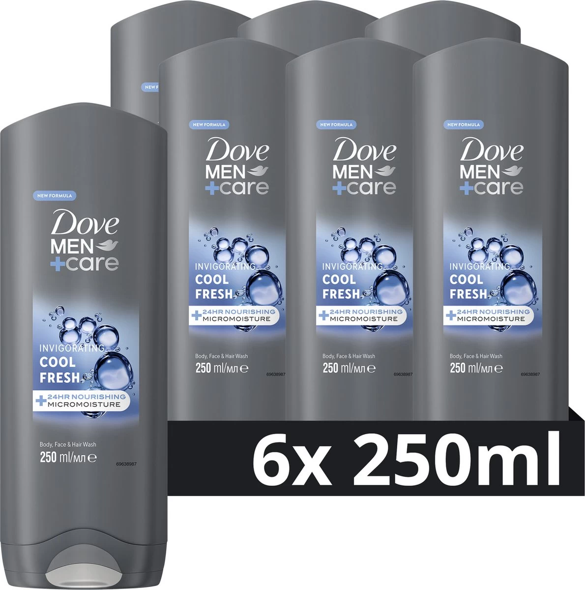 Dove Men+Care Cool Fresh 3-in-1 Douchegel - 6 X 250 Ml - Voordeelverpakking
