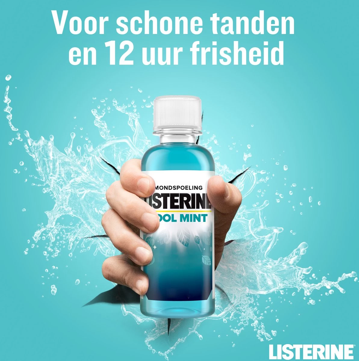 Listerine Cool Mint Mondwater, Mondspoeling Met Intens Frisse Muntsmaak, Bestrijdt Schadelijke Bacteriën Voor Gezond Tandvlees, 8 X 95 Ml - Afbeelding 3
