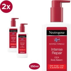 Neutrogena Intense Repair, Intensief Herstellende CICA Body Balsem, Noorse Formule, Hydraterende Bodylotion Voor De Zeer Droge, Ruwe En Jeukende Huid 2 X 250 Ml