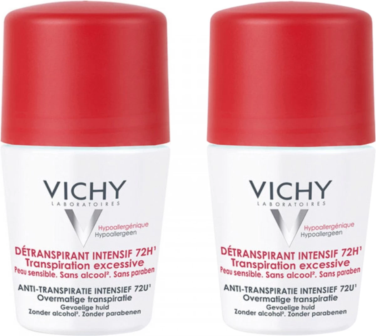 Vichy Deodorant Overmatige Transpiratie Roller 72 Uur - Deodorant - 2 X 50 Ml