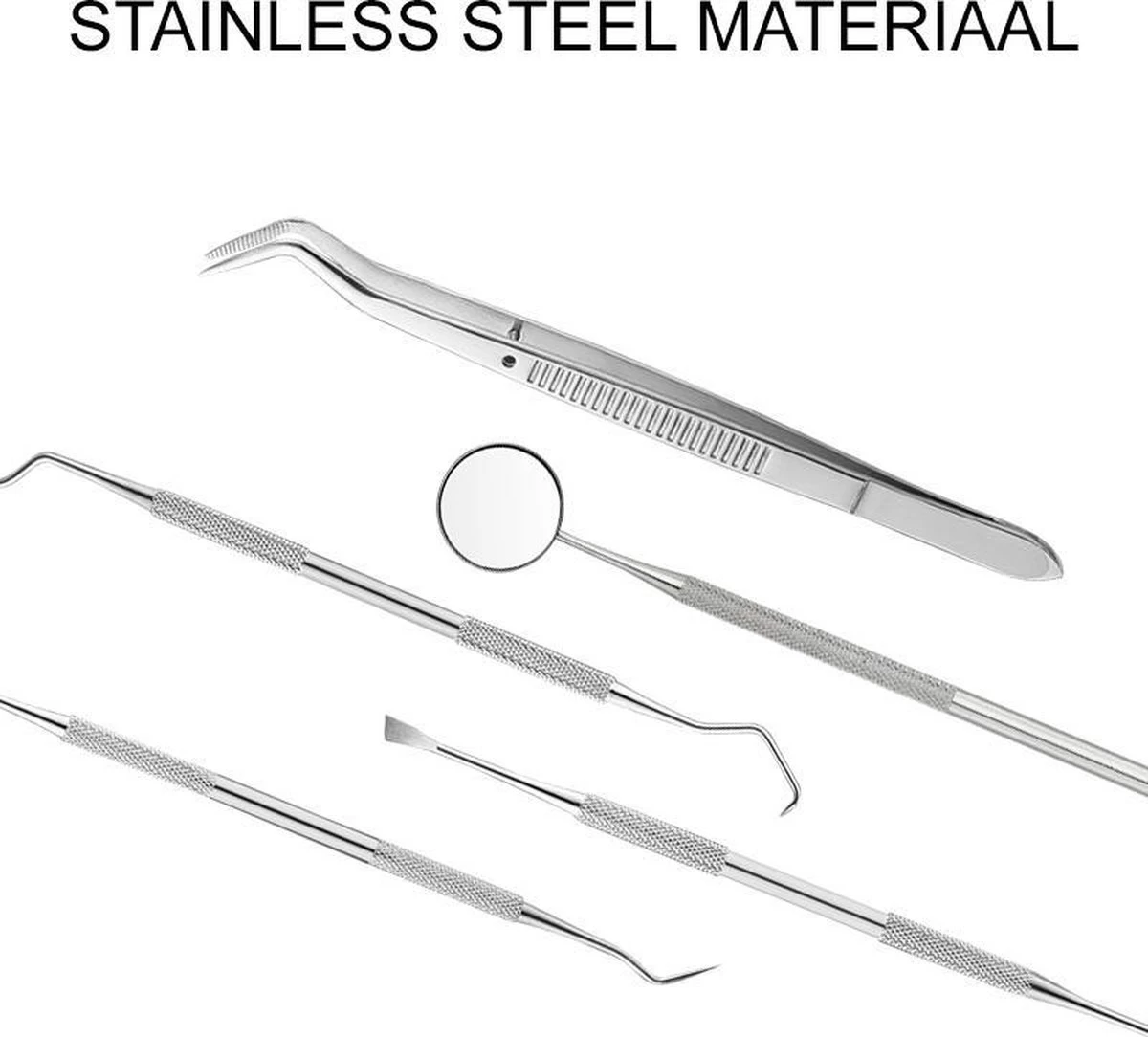 Newide Professionele Tandarts Set Met Luxe Etui – Tandsteen Verwijderaar – RVS Tandarts Setje – Tandenstokers – Tandartshaakje – Tand Verzorging Gereedschap Set – Tandplak Verwijderaar - Afbeelding 6