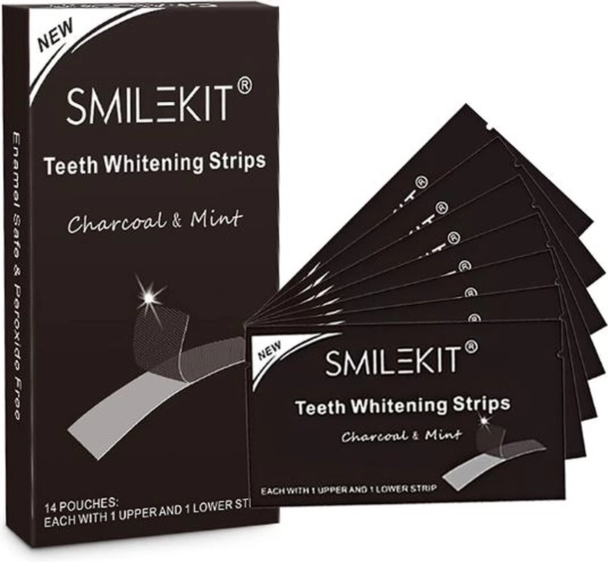 Smilekit - Teeth Whitening Strips - Charcoal & Mint - 7 Sets 14 Stuks - Witte Tanden - Tanden Bleken