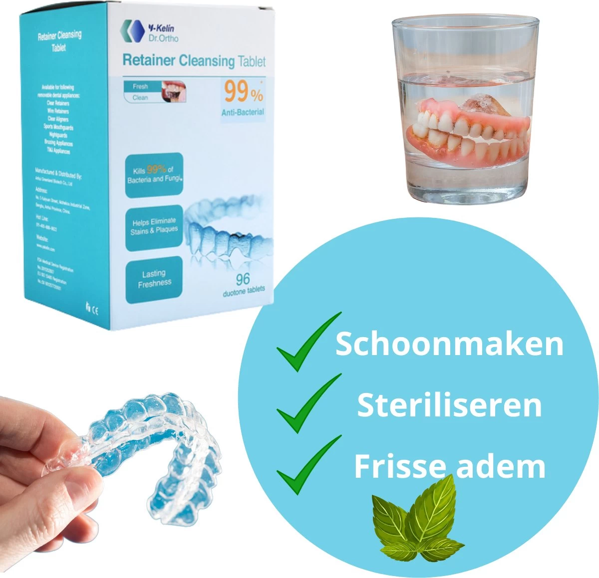 Dr. Ortho Reinigingstabletten 96 Stuks - Bitje - Tanden - Beugel - Kunstgebit - Voordeelverpakking - Afbeelding 8