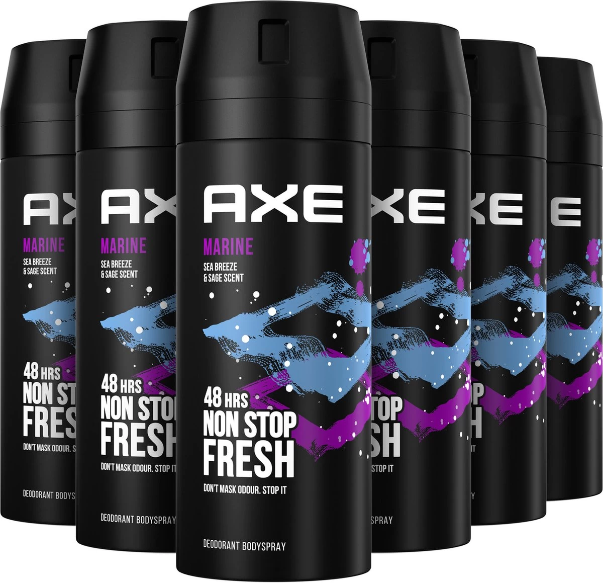 Axe Marine Bodyspray Deodorant - 6 X 150 Ml - Voordeelverpakking - Afbeelding 2