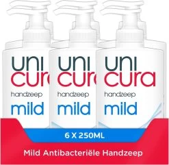 Unicura Mild Antibacteriële Vloeibare Handzeep - 6 X 250 Ml - Voordeelverpakking