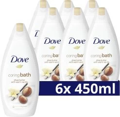 Dove Caring Bath Sheaboter & Vanille Badcrème - 6 X 450 Ml - Voordeelverpakking