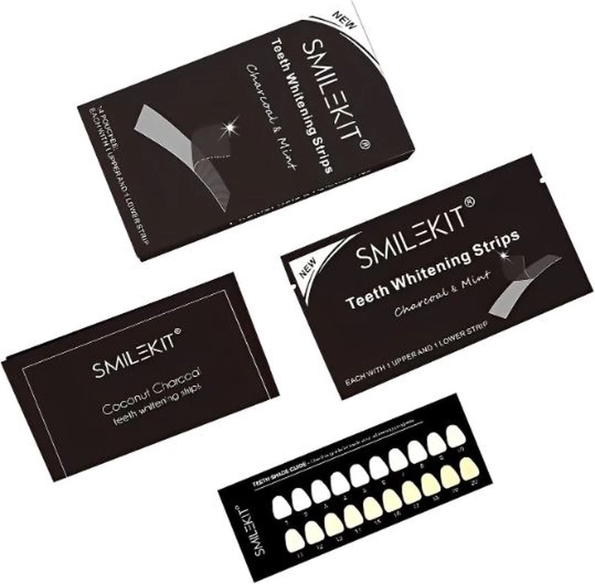 Smilekit - Teeth Whitening Strips - Charcoal & Mint - 7 Sets 14 Stuks - Witte Tanden - Tanden Bleken - Afbeelding 2