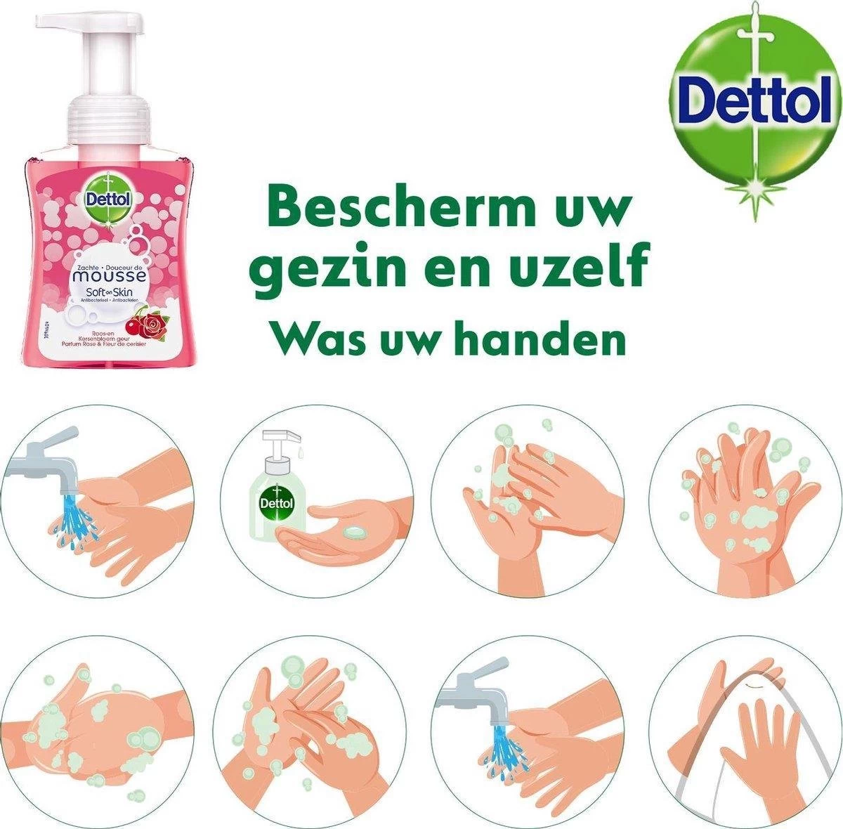 Dettol - Handzeep - Zachte Mousse - Antibacterieel - Roos & Kersenbloesem - 6 X 250 Ml - Afbeelding 9