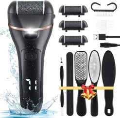 FAO 13in1 Eelt Verwijderaar - Incl. Pedicure Set - Professionele Voetvijl - Waterdichte Voetrasp - Eeltschaaf Oplaadbaar - Elektrische Eeltrasp - Zwart