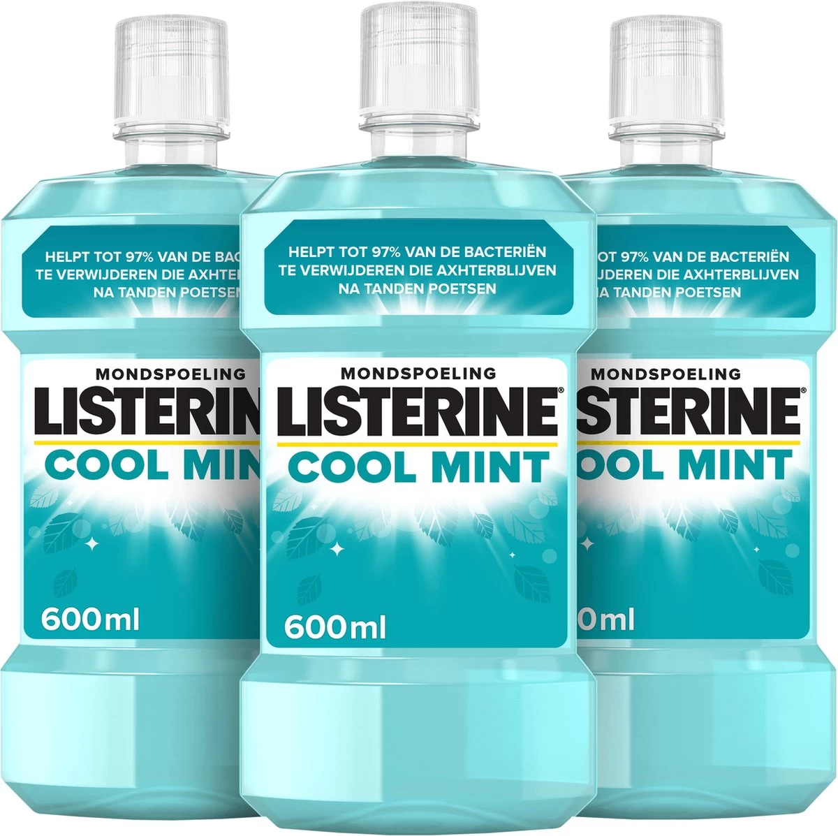 LISTERINE® Fresh Mint, Mondspoeling Met Essentiële Oliën Voor Een Langdurig Frisse Adem, 3x600ml - Afbeelding 2