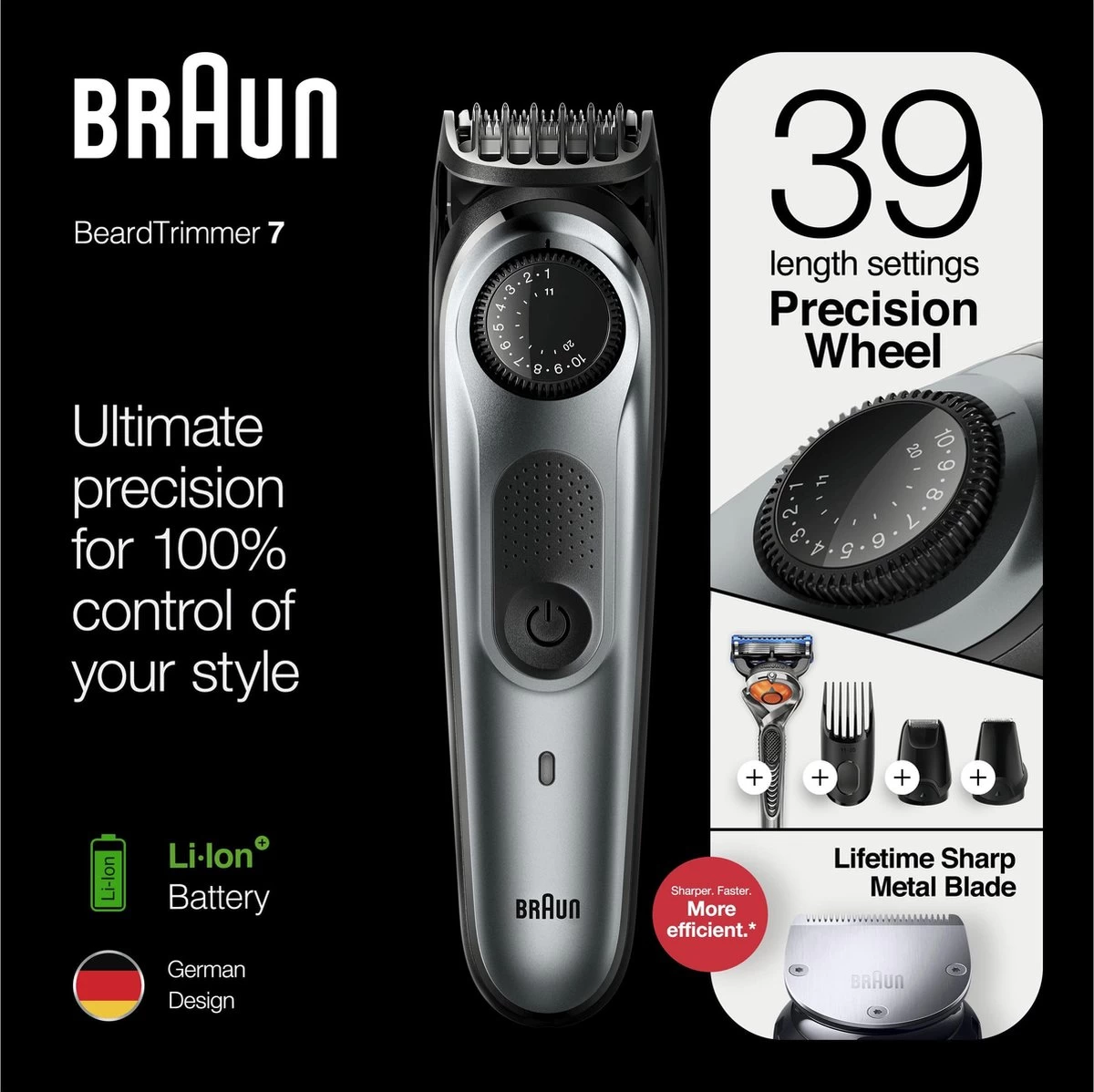 Braun Baardtrimmer En Haartrimmer BT7220 - Zwart Metaalgrijs - Afbeelding 8