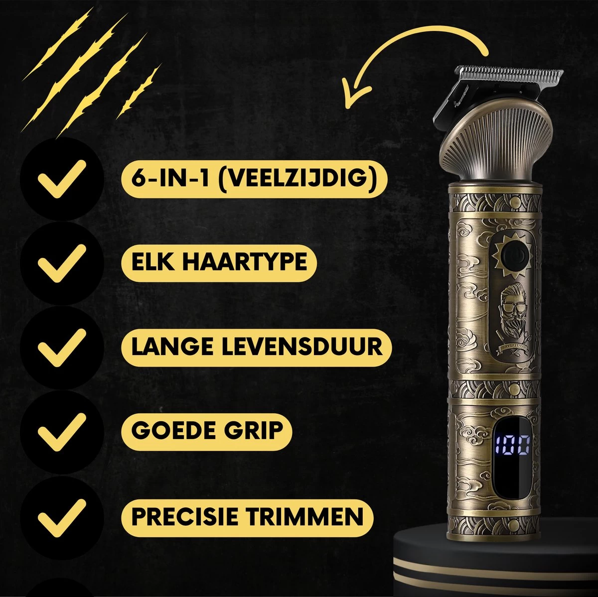 6-in-1 Baardtrimmer Mannen - Trimmer Voor Baard En Lichaam - Incl. 6 Opzetstukken - Bodygroomer Mannen - Bodytrimmer Heren - Tondeuse - 0.5-15MM - Neus En Oor - Afbeelding 4