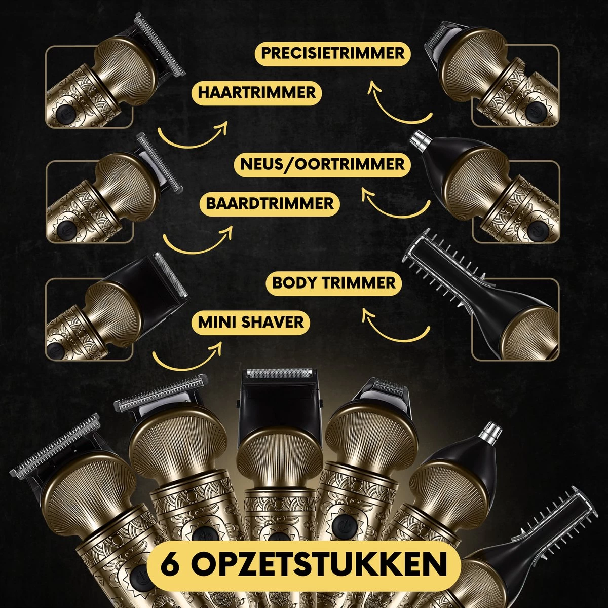 6-in-1 Baardtrimmer Mannen - Trimmer Voor Baard En Lichaam - Incl. 6 Opzetstukken - Bodygroomer Mannen - Bodytrimmer Heren - Tondeuse - 0.5-15MM - Neus En Oor - Afbeelding 7