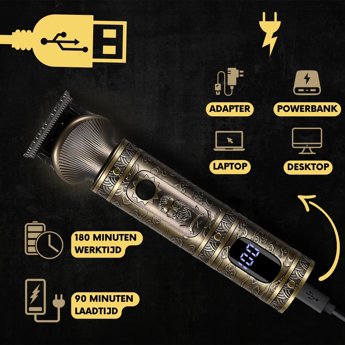 6-in-1 Baardtrimmer Mannen - Trimmer Voor Baard En Lichaam - Incl. 6 Opzetstukken - Bodygroomer Mannen - Bodytrimmer Heren - Tondeuse - 0.5-15MM - Neus En Oor - Afbeelding 13