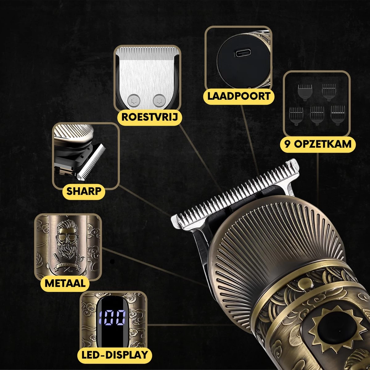 6-in-1 Baardtrimmer Mannen - Trimmer Voor Baard En Lichaam - Incl. 6 Opzetstukken - Bodygroomer Mannen - Bodytrimmer Heren - Tondeuse - 0.5-15MM - Neus En Oor - Afbeelding 16