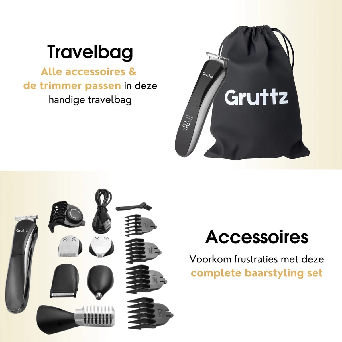 Gruttz - 11 In 1 Baardtrimmer Voor Mannen - Inclusief Reistas - Trimmer Baard Neus Oor En Lichaam - Bodygroomer Mannen - Afbeelding 7