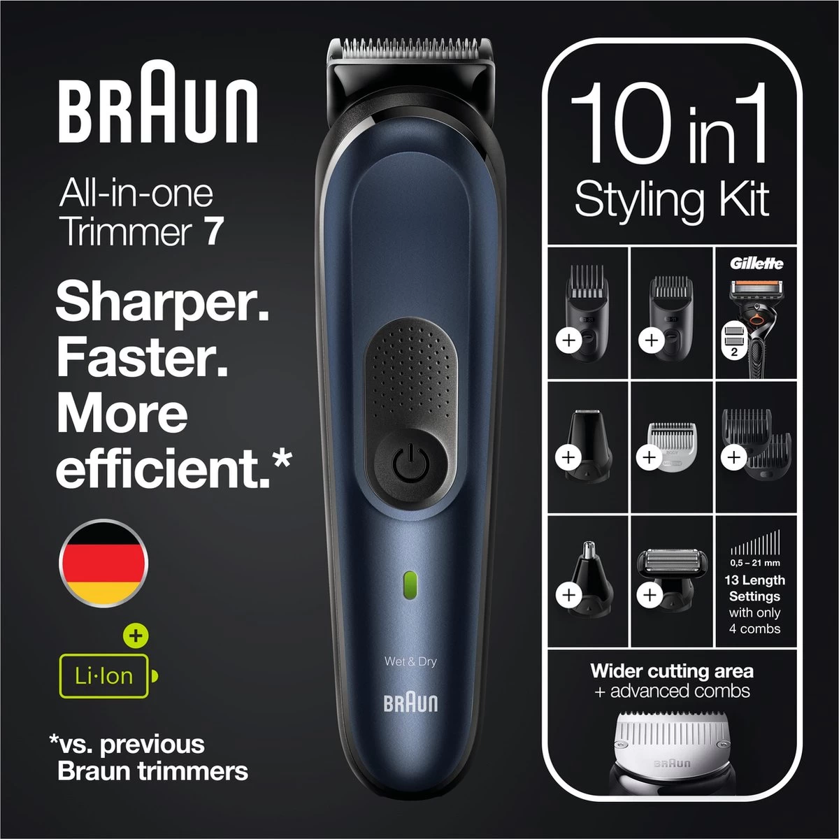 Braun Multigroomer 7 MGK7330 - 10in1 Trimmer Voor Mannen - Baard + Haar - Afbeelding 2