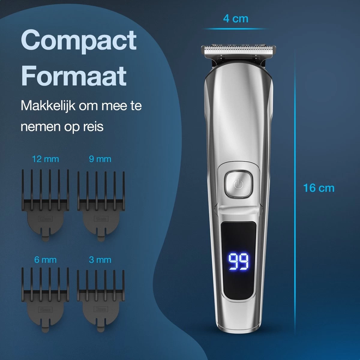 Beeperfect® 6 In 1 Baardtrimmer Voor Mannen - Trimmer - Bodygroomer - Neus En Oor Trimmer - IPX6 Waterdicht - 6 Opzetstukken - Afbeelding 4