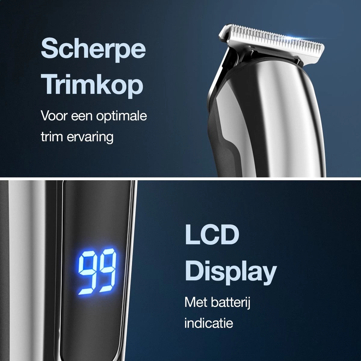Beeperfect® 6 In 1 Baardtrimmer Voor Mannen - Trimmer - Bodygroomer - Neus En Oor Trimmer - IPX6 Waterdicht - 6 Opzetstukken - Afbeelding 6