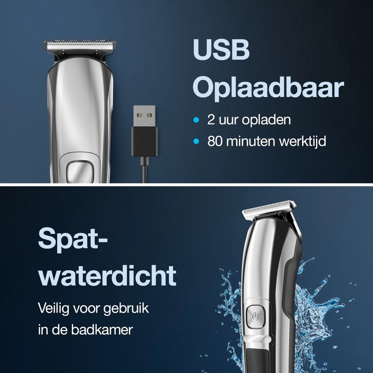 Beeperfect® 6 In 1 Baardtrimmer Voor Mannen - Trimmer - Bodygroomer - Neus En Oor Trimmer - IPX6 Waterdicht - 6 Opzetstukken - Afbeelding 7
