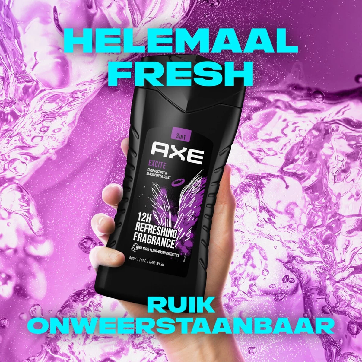 Axe Excite 3-in-1 Douchegel - 6 X 250 Ml - Voordeelverpakking - Afbeelding 4