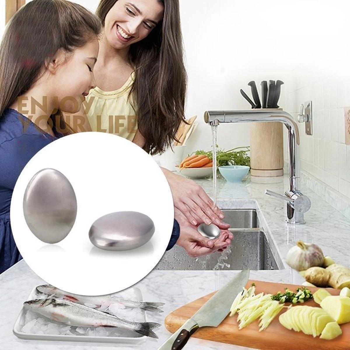 Merkloos Set Van 2! | Roestvrijstalen Zeep | RVS Zeep | Sterke Geuren Uit Je Hand Verwijderen | Ontsmettende Zeep | Geur Remover - Afbeelding 3