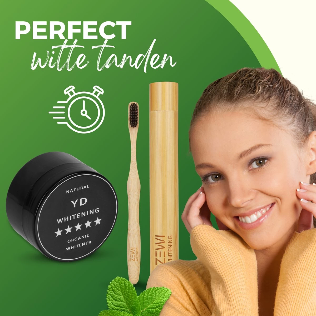 Zewi Whitening Poeder Met Bamboe Tandenborstel Teethpowder Charcoal Tandenbleker Whitening Strips Tanden Witten Tandbleek Poeder Tanden Bleken Houtskool Tanden Bleker Teeth Kit - Afbeelding 6