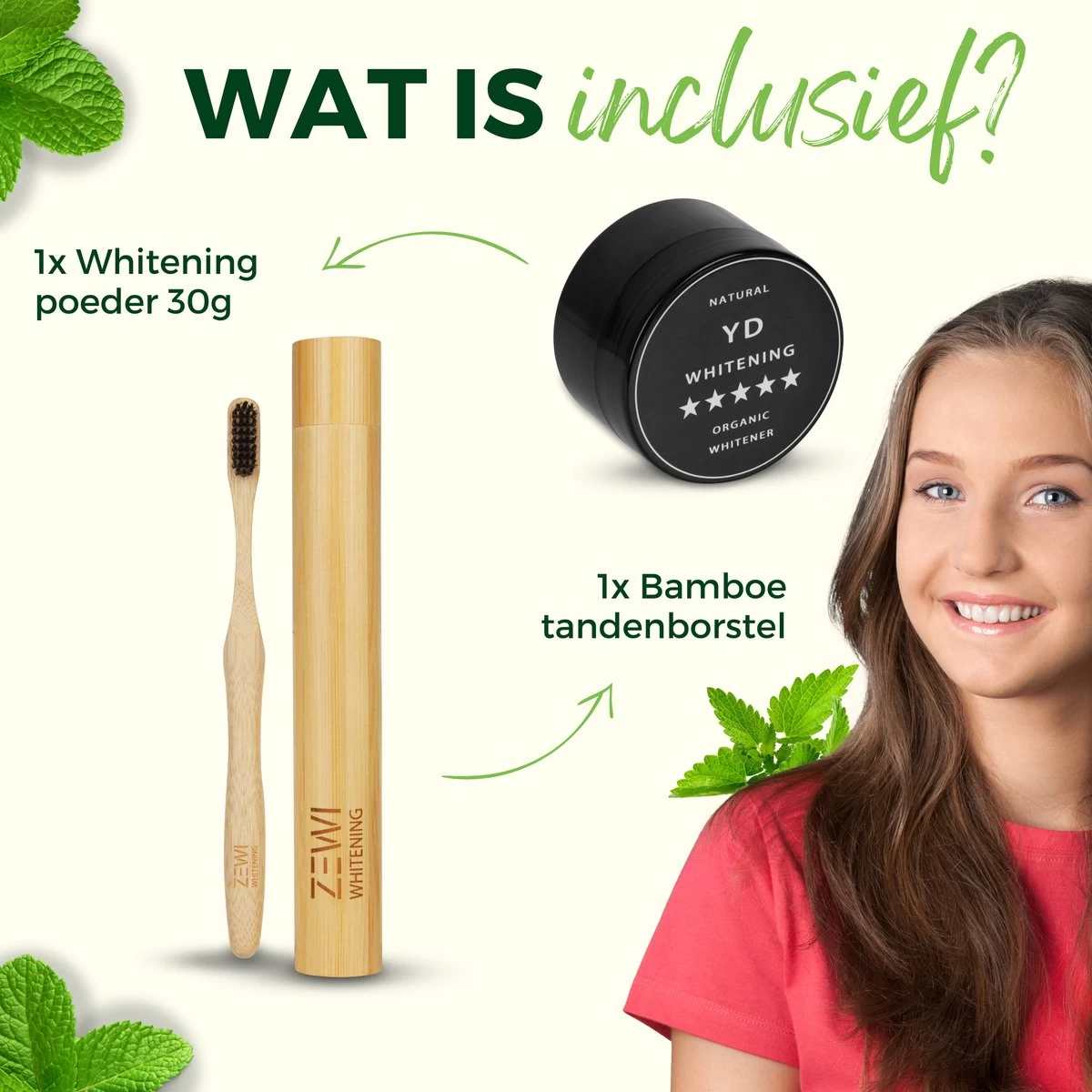 Zewi Whitening Poeder Met Bamboe Tandenborstel Teethpowder Charcoal Tandenbleker Whitening Strips Tanden Witten Tandbleek Poeder Tanden Bleken Houtskool Tanden Bleker Teeth Kit - Afbeelding 8