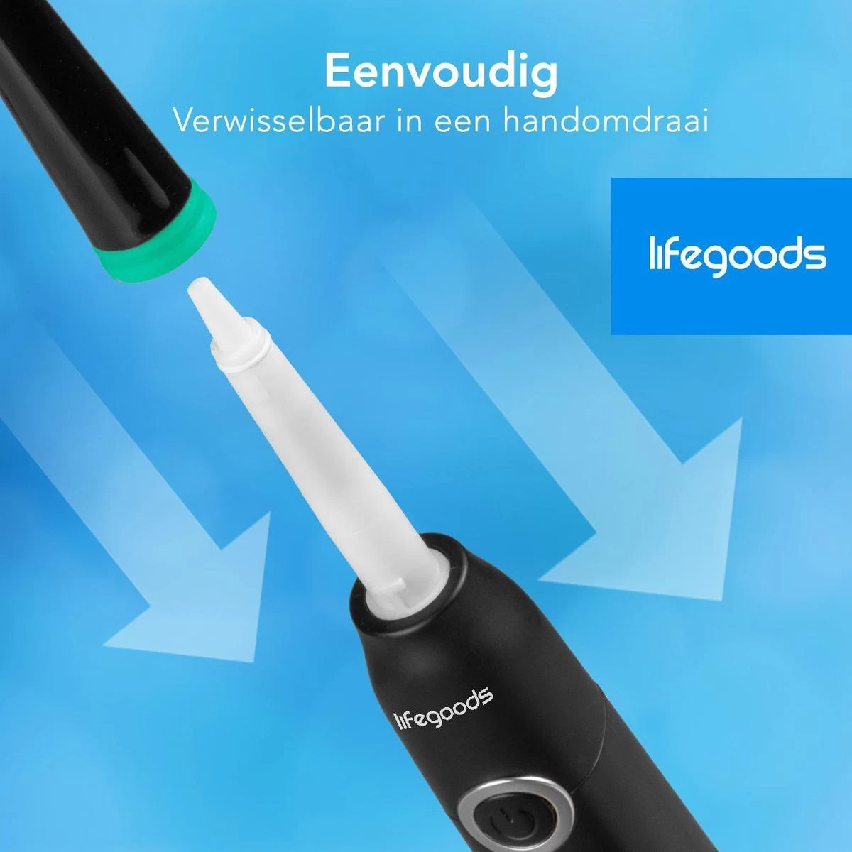 LifeGoods Opzetborstels - Voor Elektrische Tandenborstel - 4 Stuks - Zwart/Blauw - Afbeelding 4