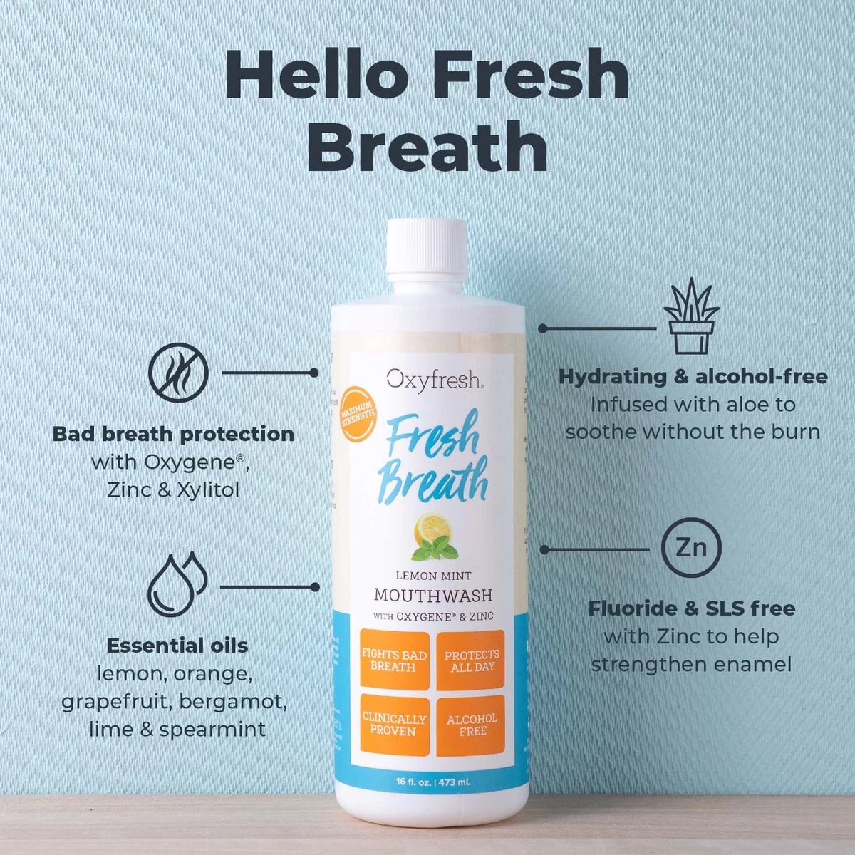 Oxyfresh Power Rinse Mondwater - Lemon-Mint - 473 Ml - Afbeelding 4