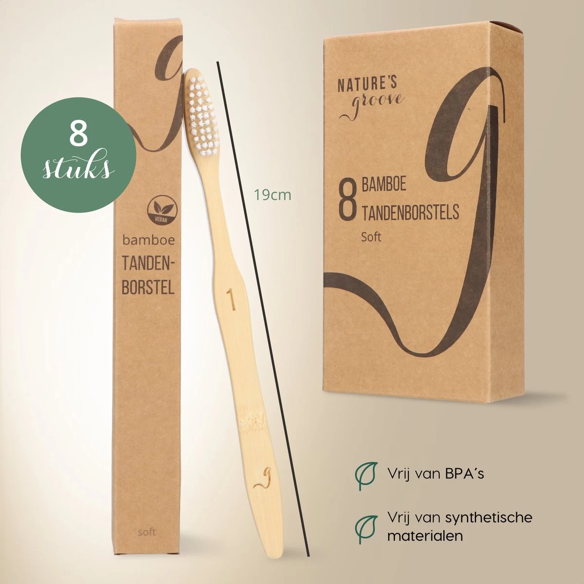 NATURE’S Groove® Bamboe Tandenborstel - Houten Tandenborstel Soft - 8 Stuks - Handmatig - Afbeelding 5