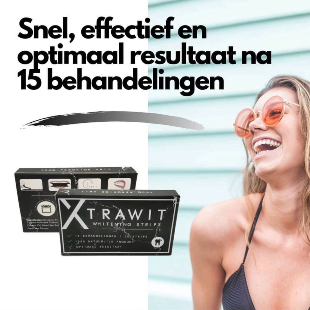 Xtrawit - Teeth Whitening Strips - Tandenbleekset - Wittere Tanden - Goedgekeurde Tandenbleek Strips - 30 Strips - Afbeelding 4