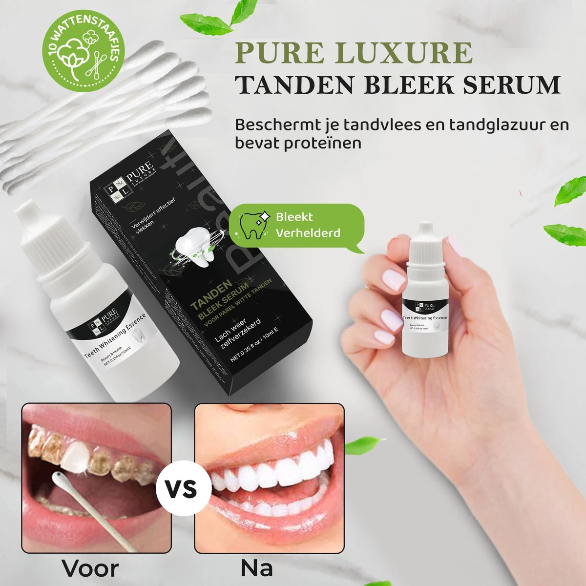 Teeth Whitening Serum Met 10 Wattenstaafjes - Tandenbleker - Teeth Whitening Strips - Tanden Witten - Tandenblekers - Witte Tanden - 10ml - Valentijnsdag Cadeau - Afbeelding 7