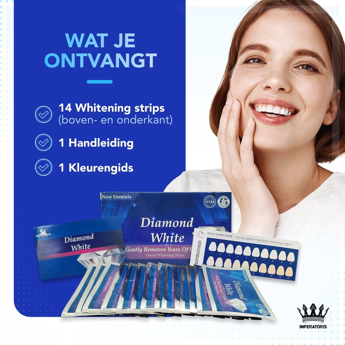 Imperatoris - Teeth Whitening Strips - 28x Strips - Zonder Peroxide (0%) - Tandenbleekset - Tanden Bleekstrips – Tanden Bleken - PAP+ - Afbeelding 5
