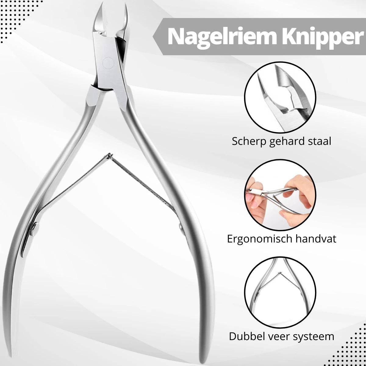 3 Delige Nagelriem Knipper Set - Cuticle Pusher Duwer Verwijderaar Trimmer Mesje - Bokkenpootje Nagels - Afbeelding 2