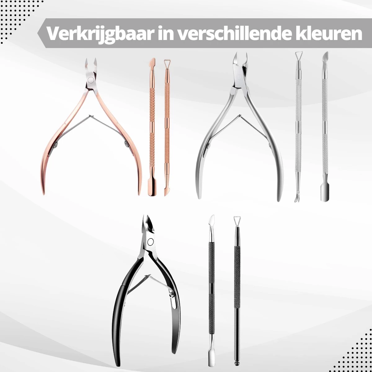 3 Delige Nagelriem Knipper Set - Cuticle Pusher Duwer Verwijderaar Trimmer Mesje - Bokkenpootje Nagels - Afbeelding 9