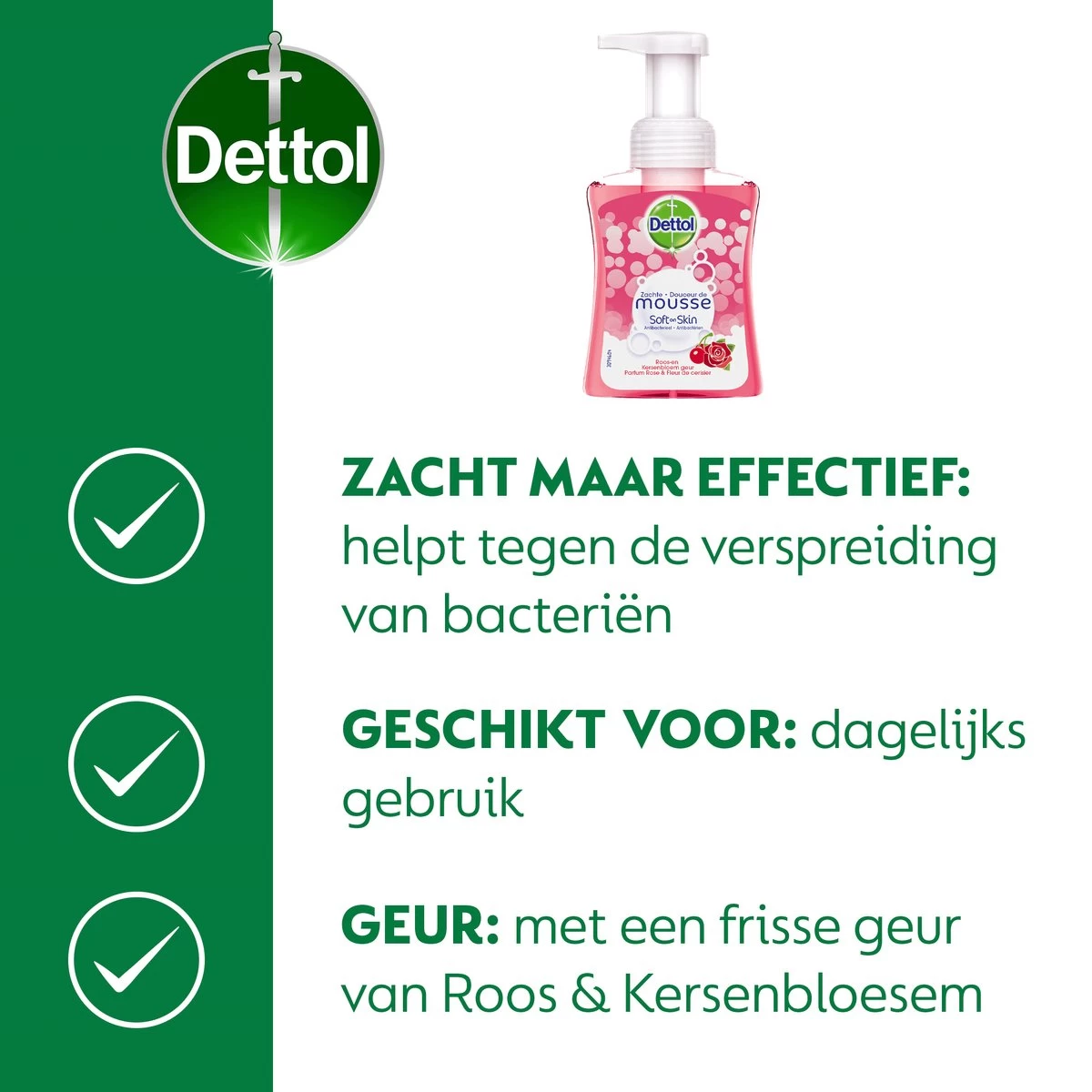 Dettol - Handzeep - Zachte Mousse - Antibacterieel - Roos & Kersenbloesem - 6 X 250 Ml - Afbeelding 6