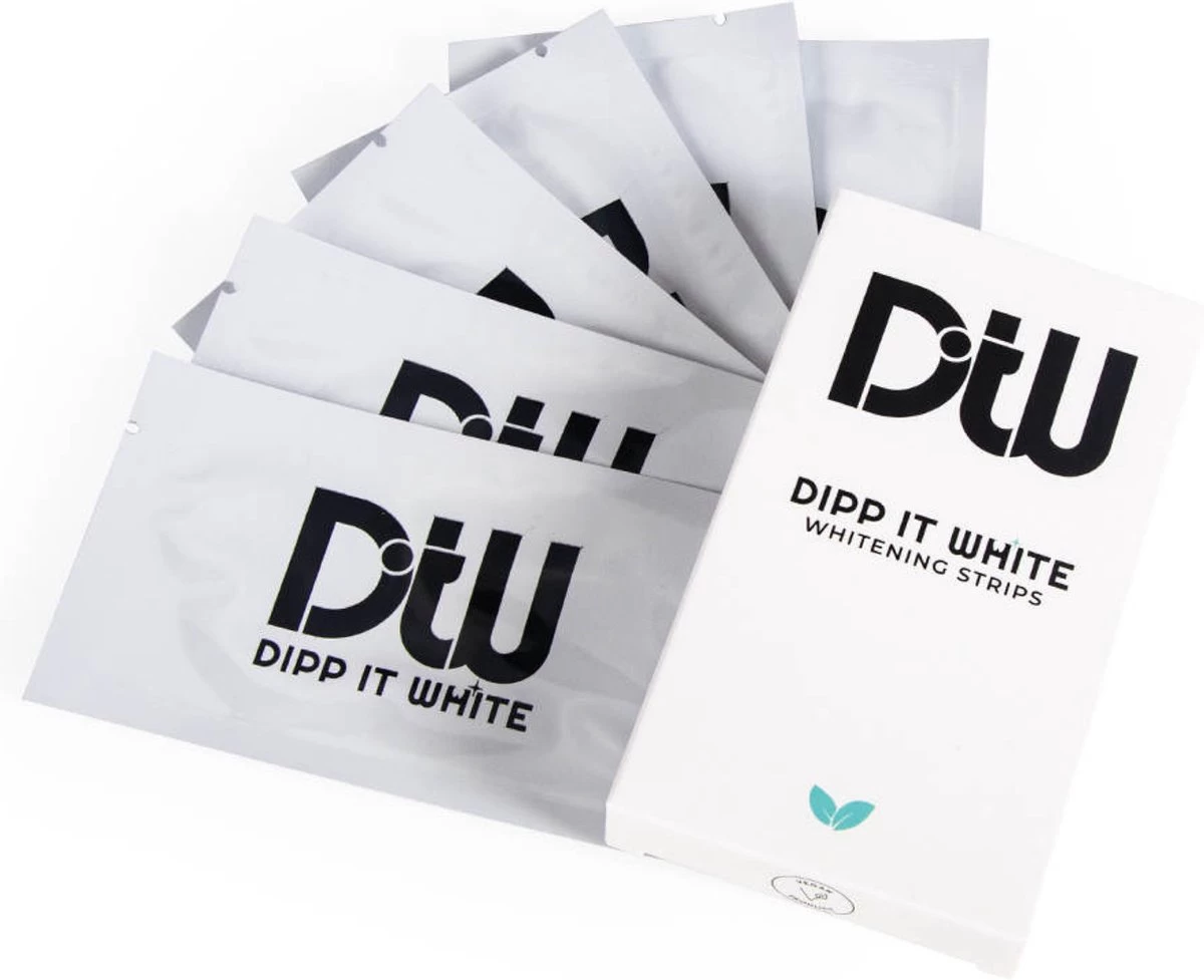 DIPPITWHITE | MINT SMAAK |14 Behandelingen | Tandenbleek/Teeth Whitening Strips | Peroxidevrij (0%) | 100% Natuurlijk | Wittere Tanden | Tandenblekers - Afbeelding 3